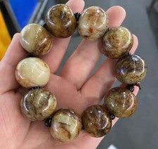 Natural Heitan Jade Beads Bracelet Rare Brown Jade Grade A Quality Bracelet Jew