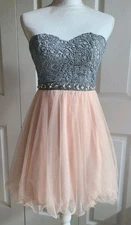 Juniors Short Formal Dress Sz 3 Light Pink Sparkly Winter Formal Christmas NYE