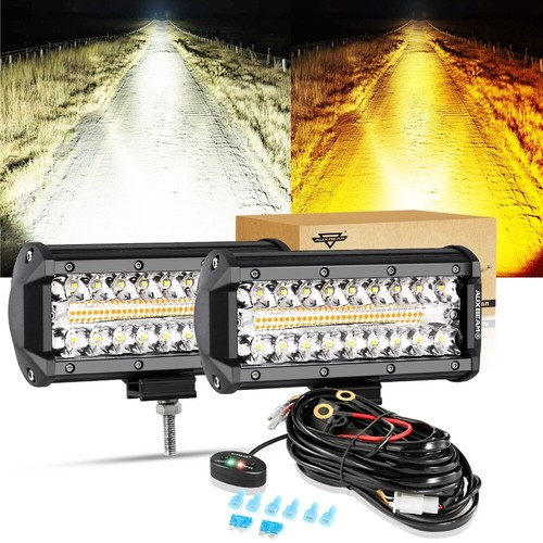 Barra de luz de trabajo LED blanca ámbar estroboscópica auxbeam 2x 7" pulgadas para Ford F-150 2015-2023 - Imagen 6 de 12