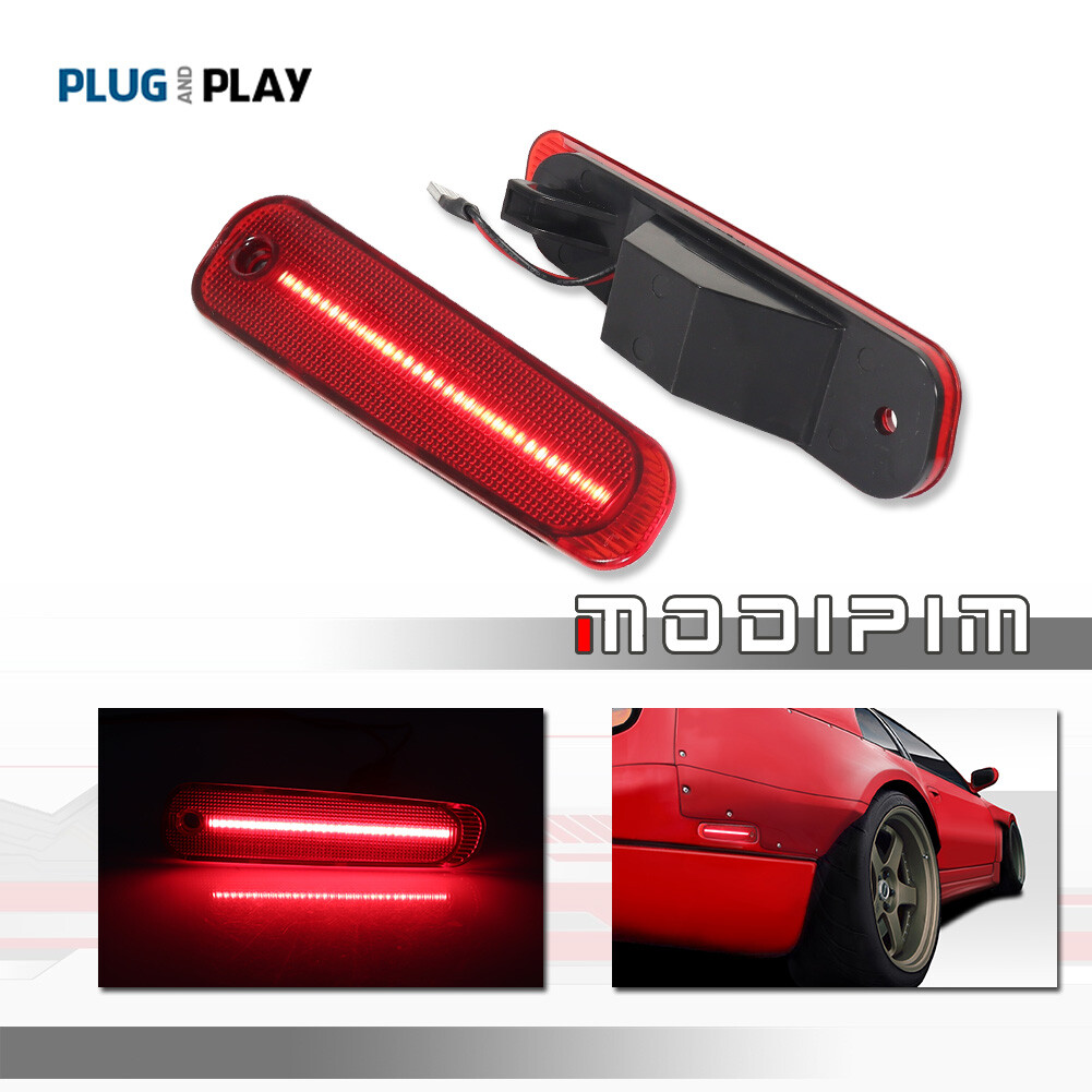 2X Red LED Rear Bumper Side Marker Signal Lights For 1990-1996