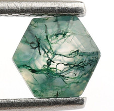 Natural Moss Agate Faceted Hexagon 5X5mm Worry Gemstone For Ring Making 0.60 Ct.