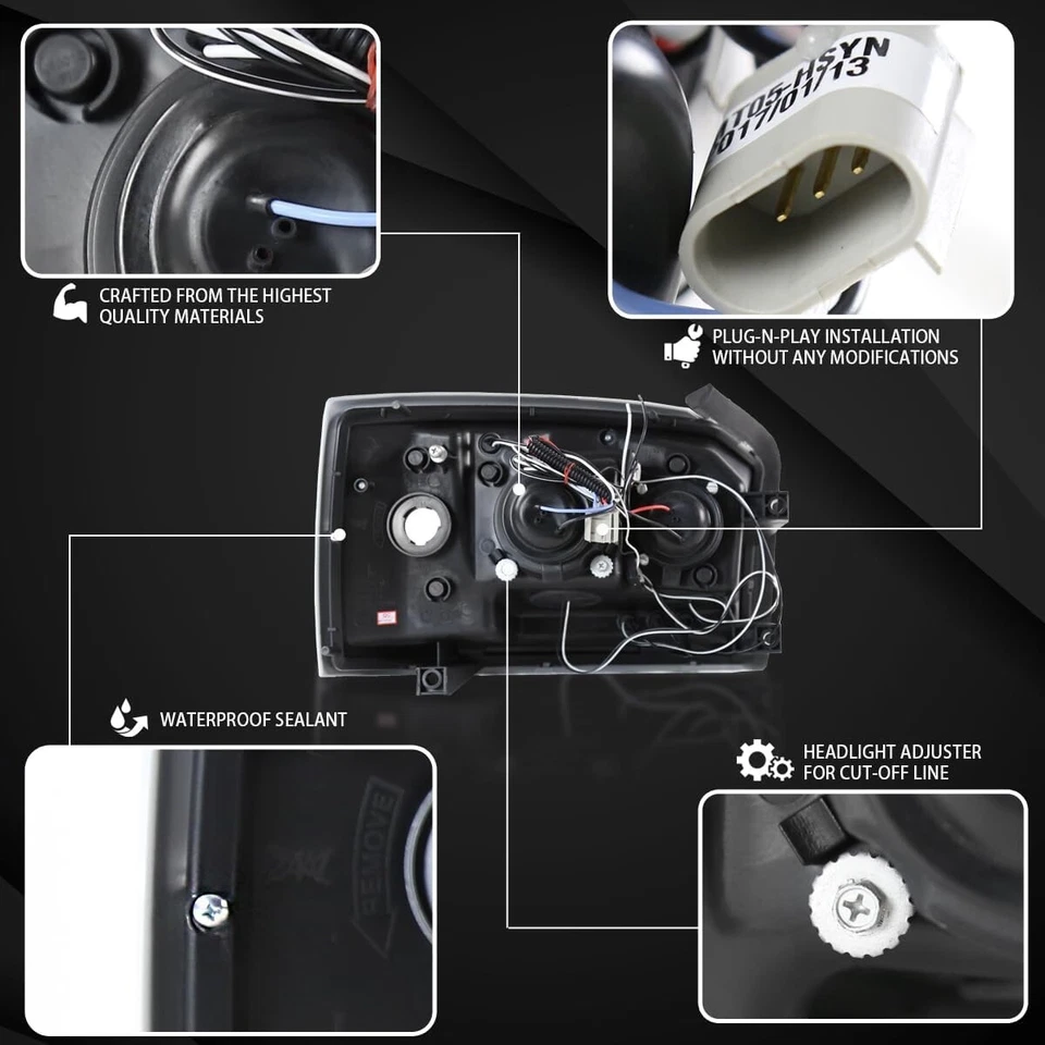 PARA 05-07 DODGE DAKOTA LED HALO CARCASA NEGRA CON FARO ESQUINERO ÁMBAR FARO Foto 4 de 4