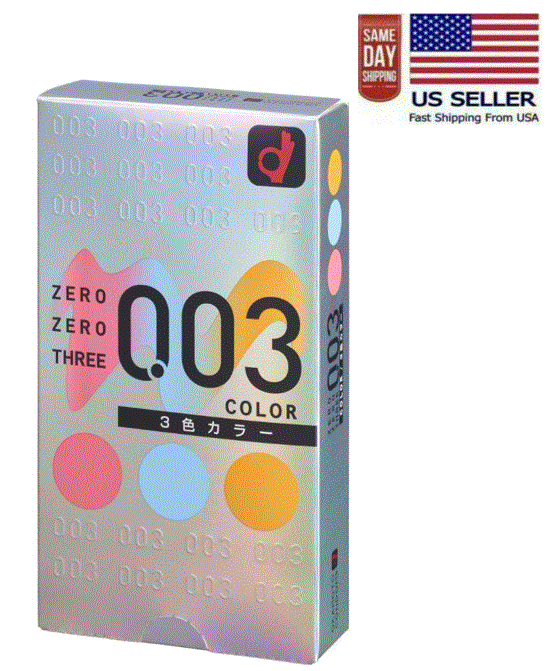 Okamoto Zero Three 003 3 Colors Assorted 12pc 0.03mm Natural Latex