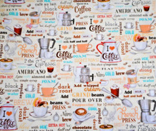 Quilt Fabric 1 2/3 Yard Coffee House Latte Mocha Decaf on Cream Kaufman Cotton N