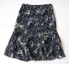 Ralph Lauren 100 Silk Black Ivory Floral Long Maxi A-Line Skirt Women 12P