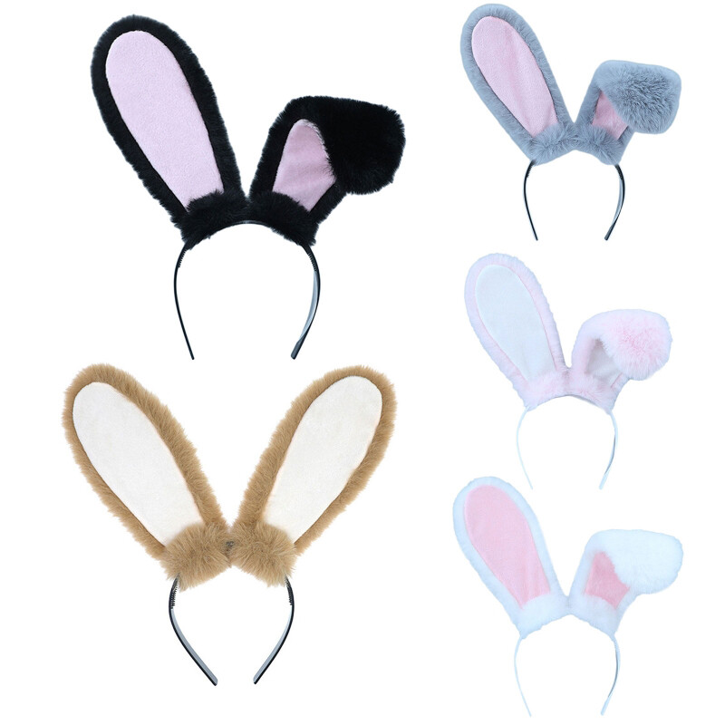 1Pcs Women Plush Long Rabbit Ears Hair Hoop Girls Headband  display picture 2