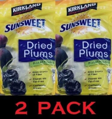 2 Kirkland Signature Whole Dried Plums Pitted Prunes -3.5 lbs. Kosher Sunsweet