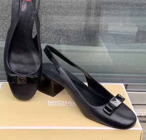 black leather slingback pumps