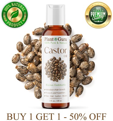 Castor Oil 2 oz. Expeller Pressed 100% Pure For Eyelashes, Eyebrows, Hair Growth