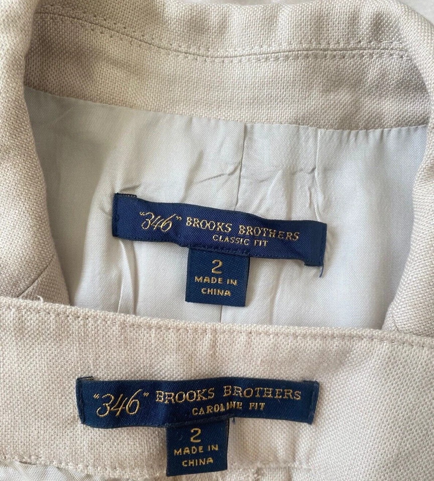 Brooks Brothers Women’s Beige Linen Blend 2 PC Pant Suit Size 2 EUC! Retail $348 - Image 2 of 4