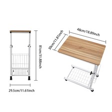 Mobile Tea Tables Bedside Table Sofa Side Desk Laptop Workbench W/ Storage Shelf