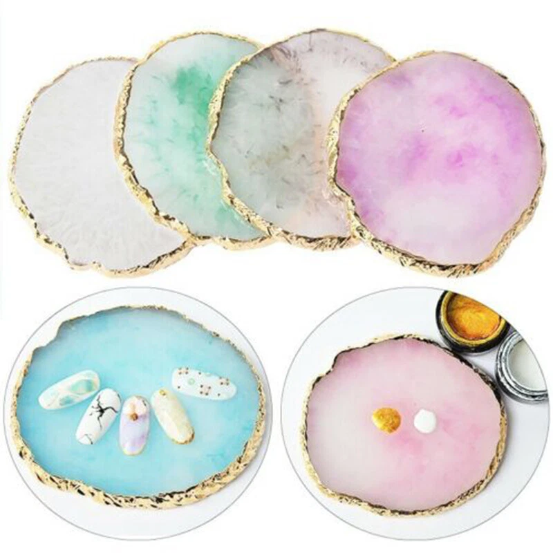 Nail Art Ring Palette Resin Agate Plate UV Gel Polish Mixing UK Jewelry Display✿ - Image 3 of 4