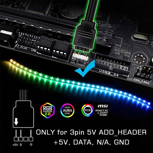 LED 5V 12V RGB Colorful Computer Case Light DIY Desktop PC Tower Motherboard - Afbeelding 8 van 18