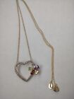 Necklace Gold Over Sterling Silver Italy Muti Gemstone Heart Pendant 17 Inch