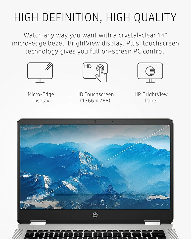 NEW HP 14a-ca0040nr x360 14 Laptop, Intel Celeron Processor, 4 GB RAM, 32 GB - Image 4 of 4