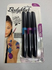 Bic BodyMark Temporary Tattoo Marker Designed For Skin SET. Blue, Magenta,Purple