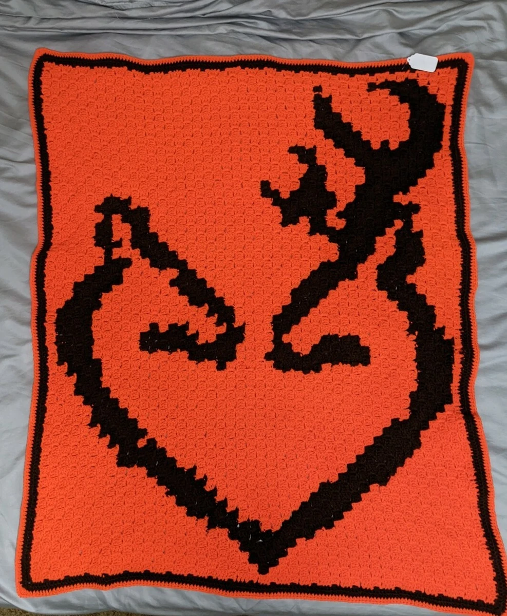 Browning Emblem Hunting Blanket Hand Made Crocheted Throw 50