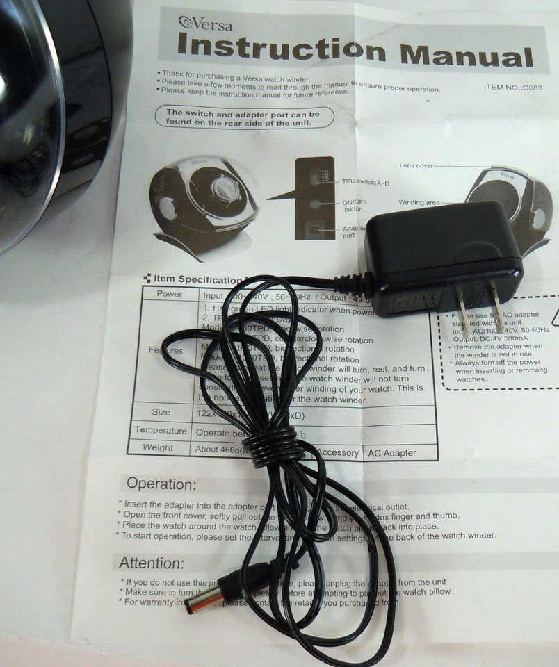 Enrollador de reloj Versa automático único G097-negro-Rev 2.0 con instrucciones Foto 2 de 4