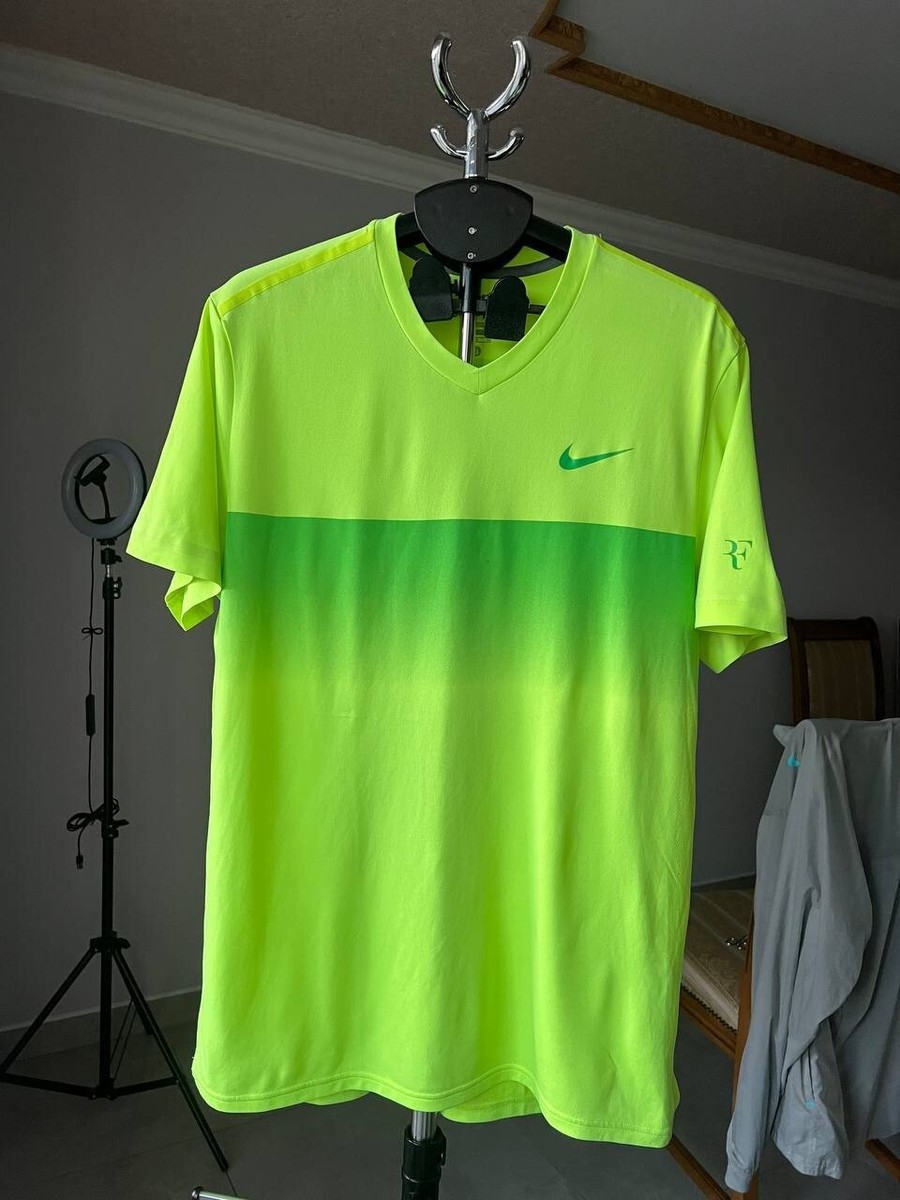 RF ROGER FEDERER 2015 AUSTRALIAN OPEN TENNIS GREEN SHIRT NIKE