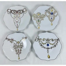 ROSANNA LES BIJOUX 8” Luncheon Desert Plates Jewelry Design Set of 4 