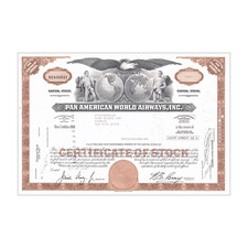 Pan American World Airways Inc. Stock // 1-99 Shares // Brown // 1970s