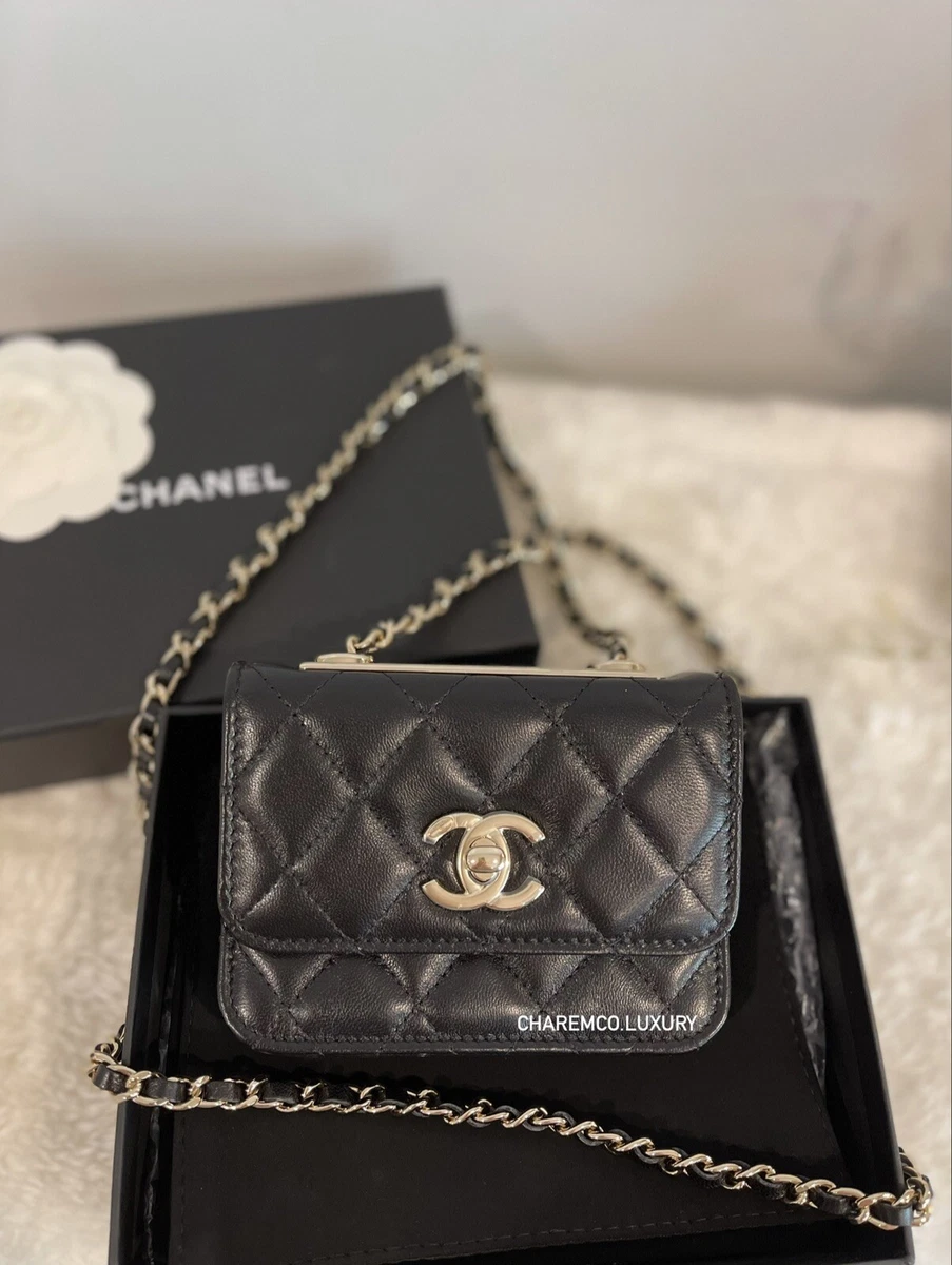 🖤 21K CHANEL Small Black Mini WOC 🖤 Wallet On Chain Card Coin Flap Handle  Bag