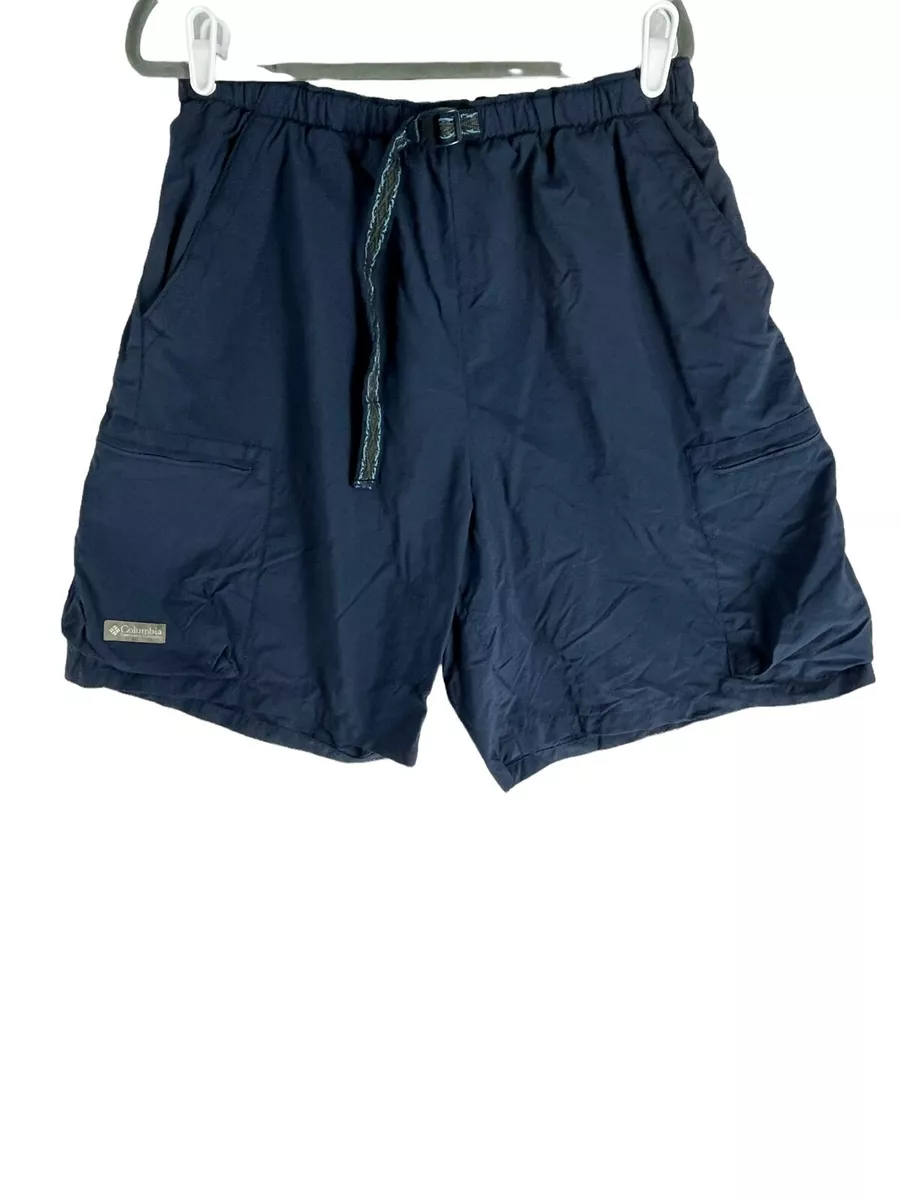 Columbia Packable Hiking Swim Cargo Shorts Belted Blue Mesh Lined