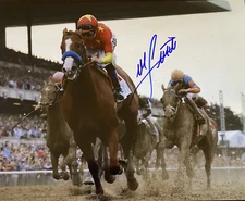 Justify photograph  Mike Smith autograph Belmont Stakes 2018 At The Wire