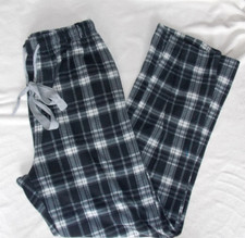 Men's Kenneth Cole Reaction Black Gray Plaid Fleece Sleep Pajama Pants Medium