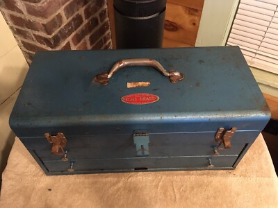 antique blue grass tool and tackle box Nice Rare Vintage BELKNAP Blue Grass Two Drawer Tool Box!
