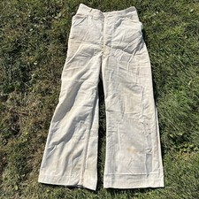 Vtg Pre WW2 White Naval Navy Pants Button Fly Named Sz 26x23
