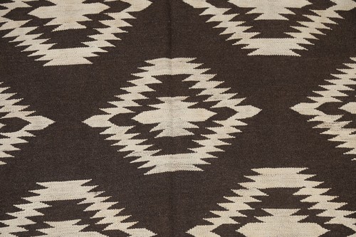 Geometric Natural Dye Kilim Oriental Area Rug Hand-woven Reversible Carpet 5'x7' - Picture 4 of 12