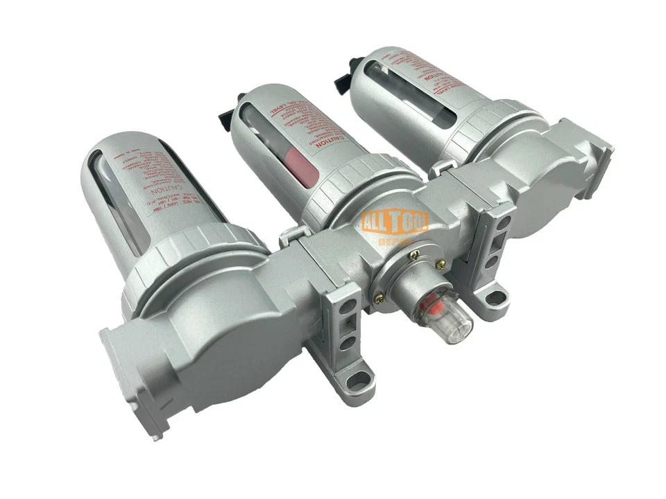 3/8" Mid Flow Inline Compressed Air Filter Clean system 3 Stage Manual Drain - Image 4 of 4