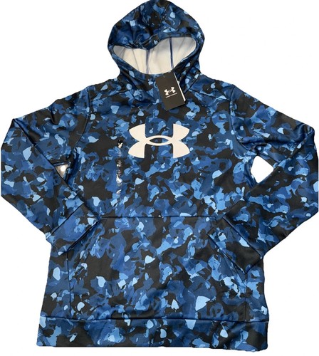 New Under Armour Fleece Big Logo Printed Blue Camo Size Youth Large YL MSRP $45 - Picture 3 of 3