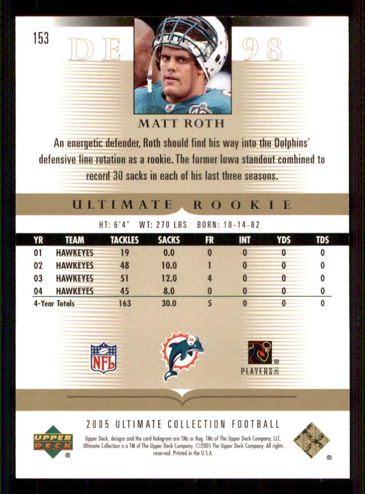 2005 Ultimate Collection #153 Matt Roth RC /235 - Image 2 of 2