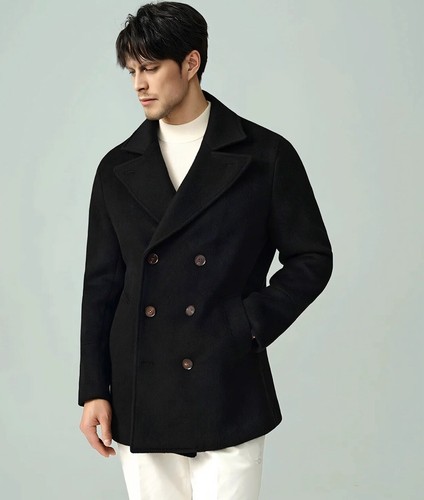 Retro Slim Fit Double Breasted Pea Coat Tuxaro Size 40R/M - Afbeelding 2 van 7