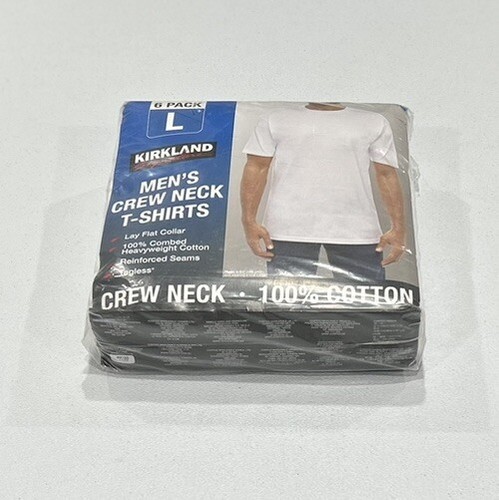 Kirkland Signature Men's Crew Neck Undershirt Tee 6 PACK, White, Size L