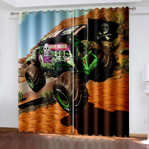 Dormitorio Cortinas Ojales Niños Monster Truck Opacidad Cortina Protección UV - Imagen 2 de 14