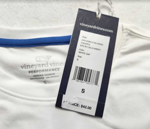 New boys Vineyard Vines ski flag USA long sleeve harbor performance tee - Picture 7 of 7