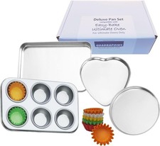 Deluxe Pan Set Compatible W/ Easy Bake Ultimate Oven Includes 60 Cupcake Liners