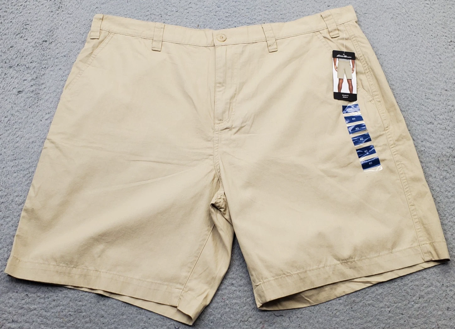 Eddie Bauer Chino Shorts Mens 40 Brown Stretch Relaxed Fit Flat Front Outdoor