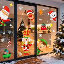 9 Sheets 200 Pcs Christmas Window Stickers Decals for Glass Snowflake Santa