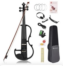 Vangoa Electric Silent Violin 4/4 Full Size Violin Adult with Chin Rest,Ebony