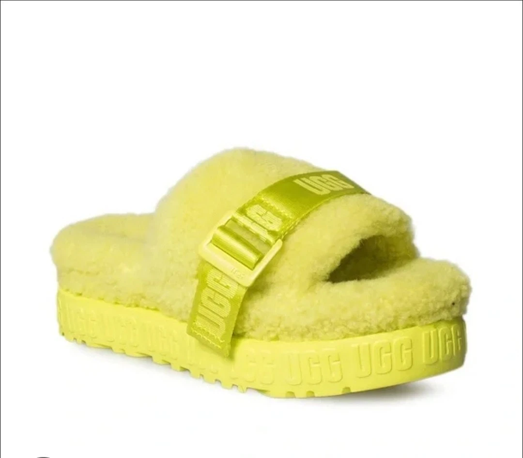 sandali donna pelliccia verde ugg fluffita taglia 7