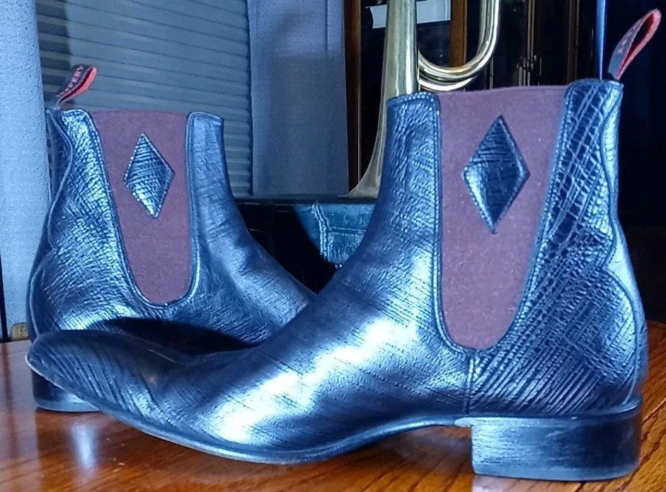 Jeffery West Borgoña Cuero Brogue Chelsea Botas Zapatos Hombres Talla ~ UK 8/US 9/EU 42 Foto 4 de 4