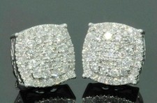 2Ct Round Cut Lab Created Diamond Cluster Stud Earrings 14K White Gold Finish
