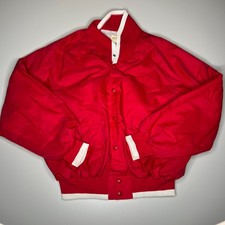 Vintage King Louie Pro Fit Red Bomber Jacket XL USA Made 80s 90s Nylon Snap Up