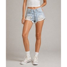 Vintage Levis 501 Denim Cutoff Shorts 26 High Rise Light Wash Distressed