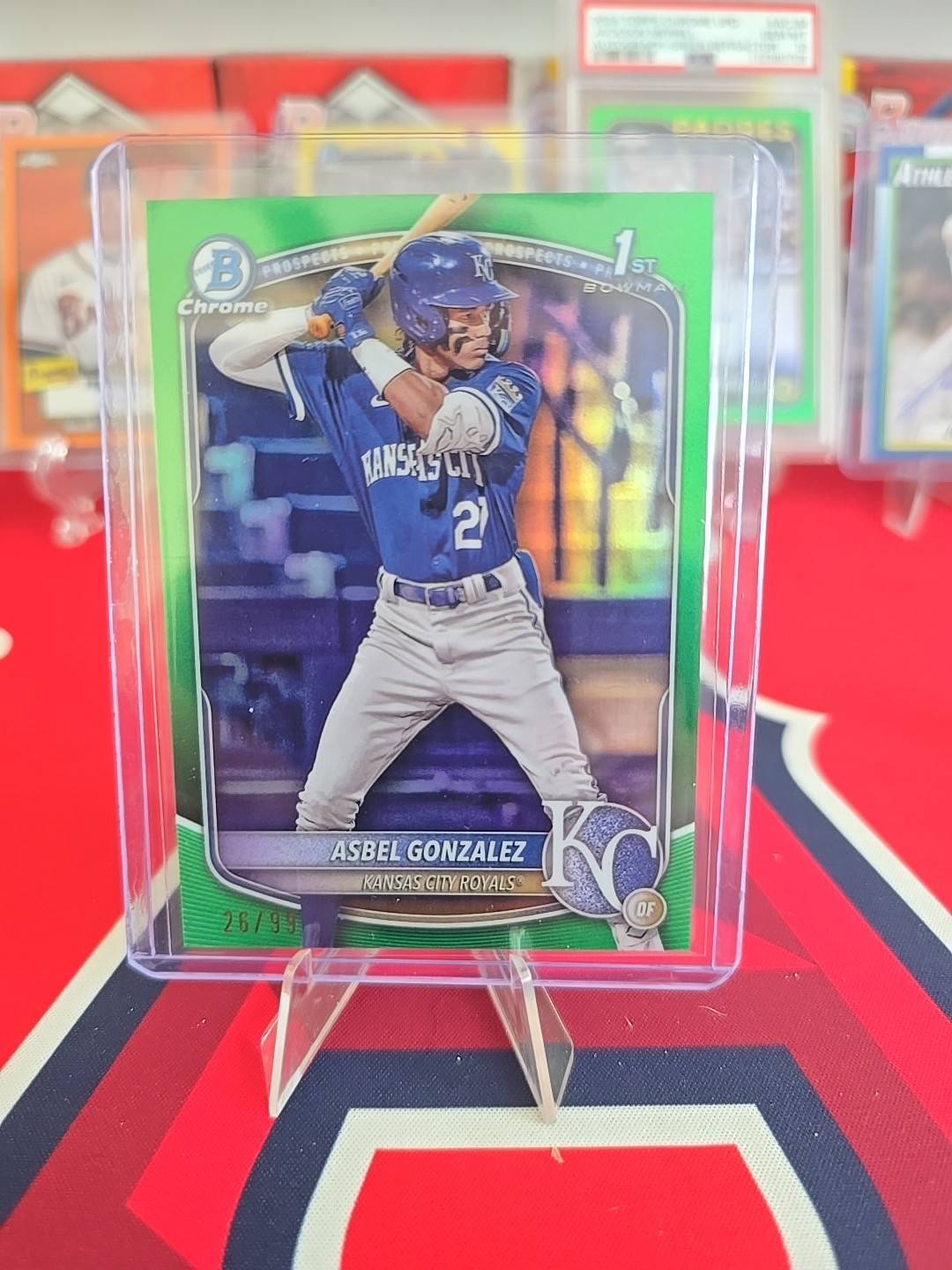 2025 Bowman - Chrome Prospects Asbel Gonzalez #BCP-4 Green Refractor /99 (RC)