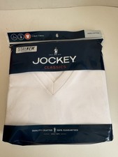 Jockey Classic White Staynew V- Neck T-Shirts Size Large 3-Pack 42-44